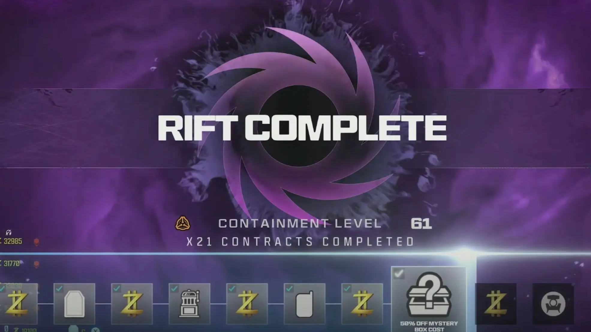 Rift Complete notification in Modern Warfare 3 Zombies