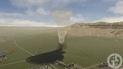 Image of a tornado in Cities Skylines 2