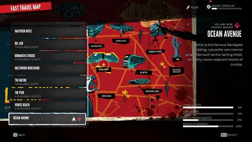 an image of the fast travel map in Dead Island 2