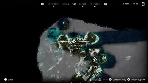 Horizon Forbidden West Vista Points - shrouded heights map