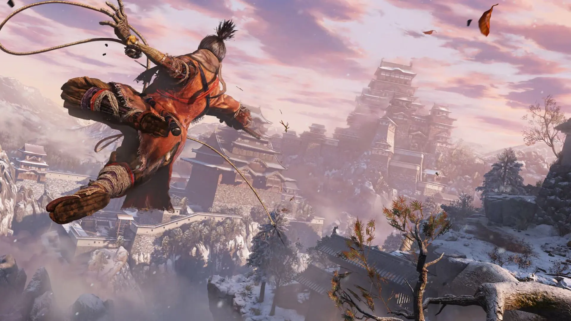 Sekiro grappling through Ashina in Sekiro: Shadows Die Twice, one of the best games like Spider-Man