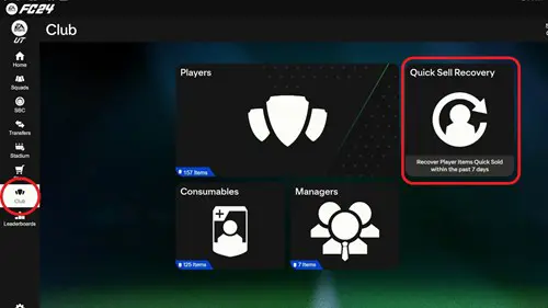 Image of the Quick Sell Recovery feature in EA FC 24