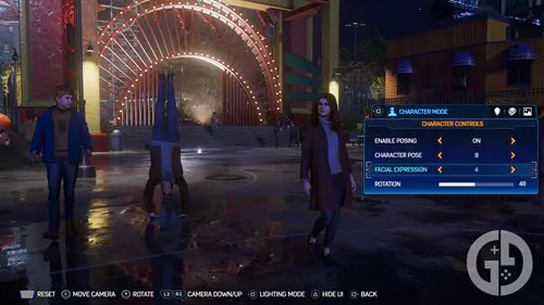 using character mode to change pose in Spider-Man 2