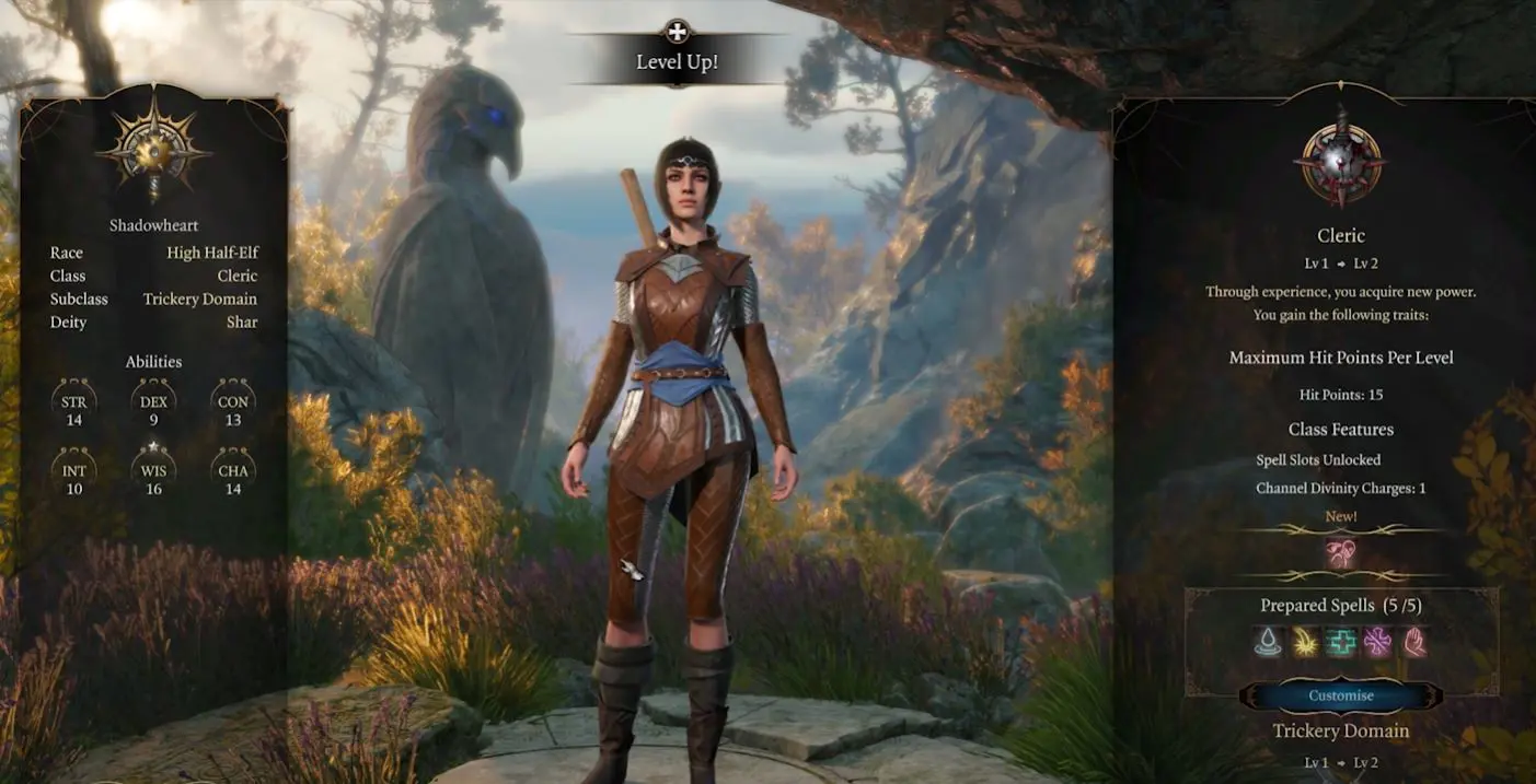 Screenshot of the Baldur's Gate 3 Cleric class