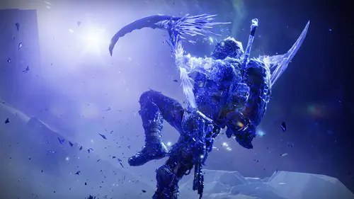 Destiny 2 Hunter Guardian Wielding Stasis