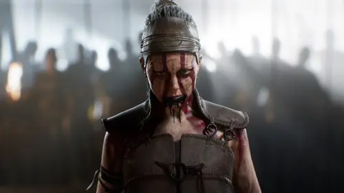 Senua as she appears in the key art for Senua's Saga: Hellblade 2.