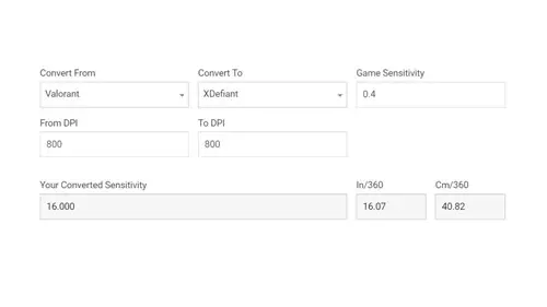 Image showing VALORANT sensitivity converted to XDefiant