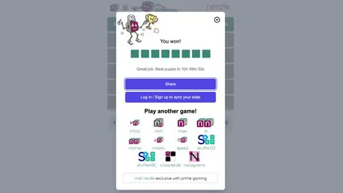 Screenshot showing the message for a new game starting in Nerdle