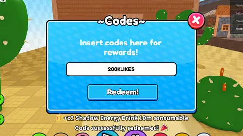 The code redemption menu in Kick Door Simulator