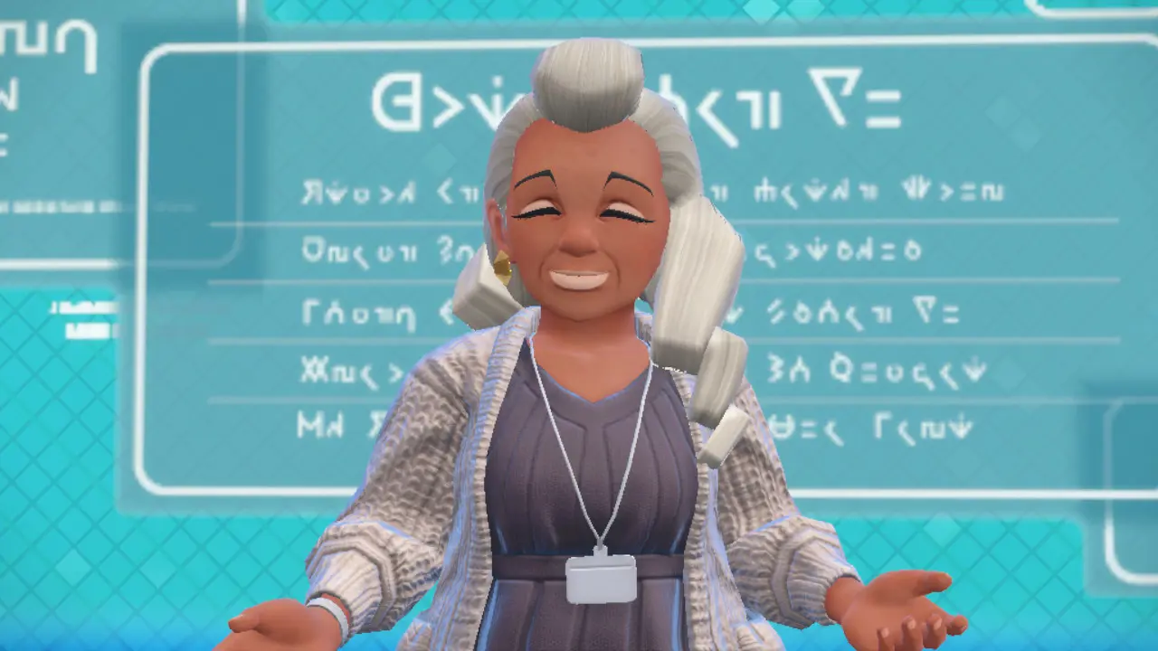 Ms. Tyme, the Math class teacher in Pokemon Scarlet & Violet