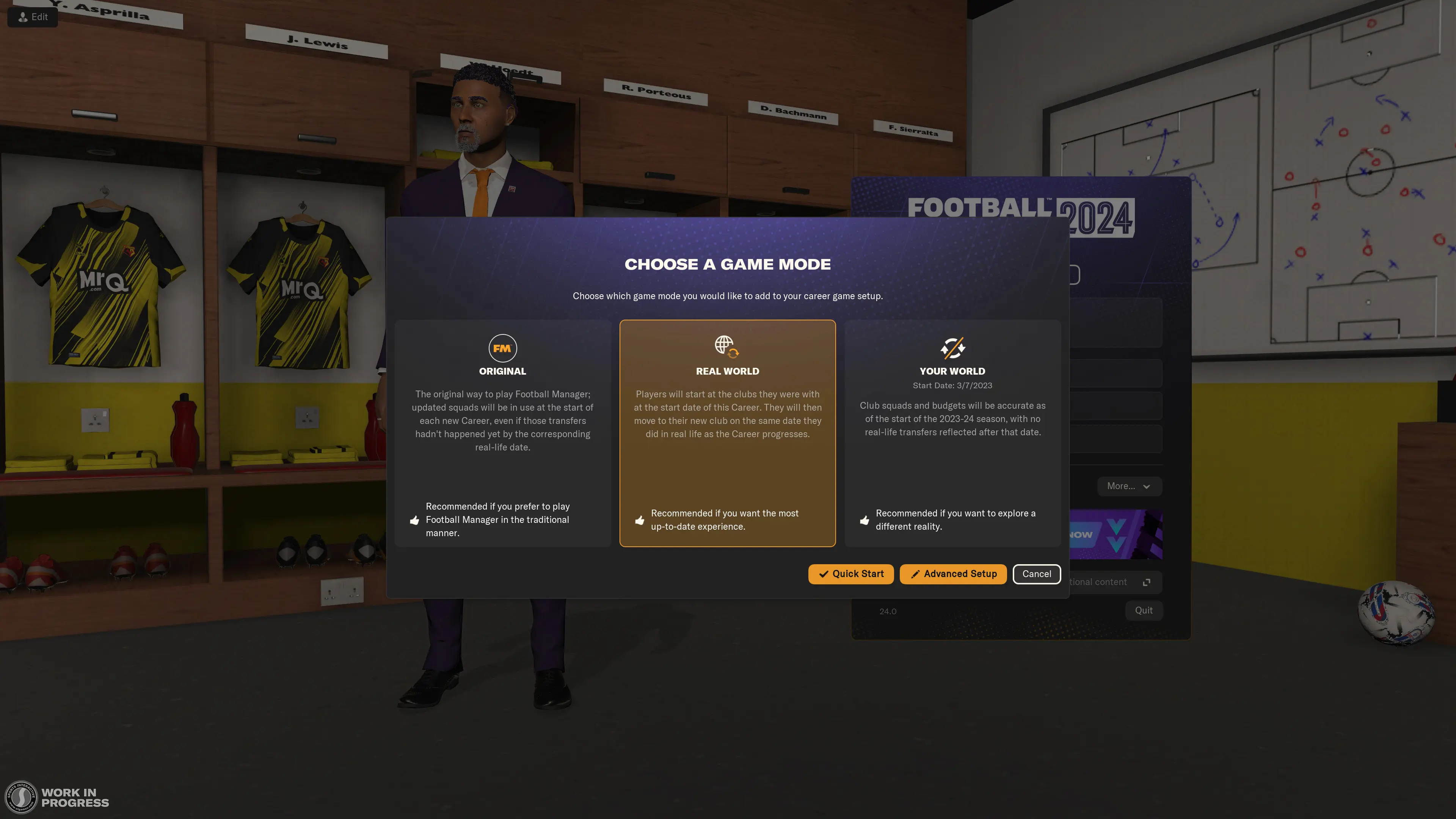 Screenshot of FM24 Game Modes