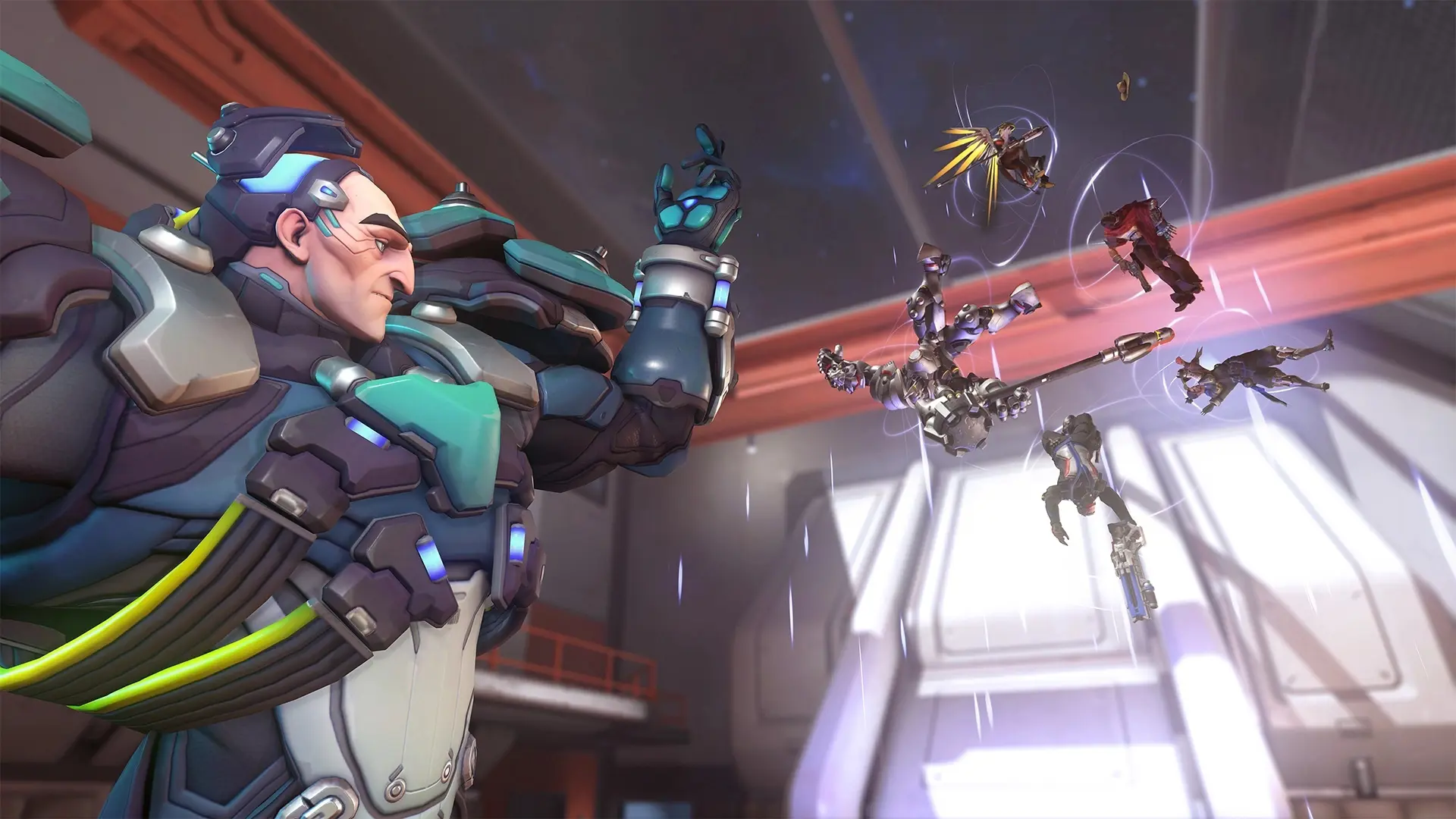 Sigma lifting his opponents into the air in Overwatch 2