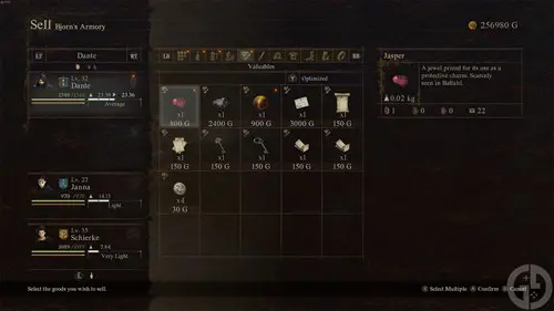 Onyx, Jasper, and Tiger Eye vendor prices in Vermund in Dragon's Dogma 2