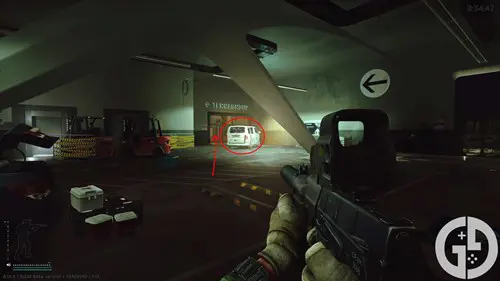 Image of a white van inside the TerraGroup parking lot on Ground Zero in Escape from Tarkov