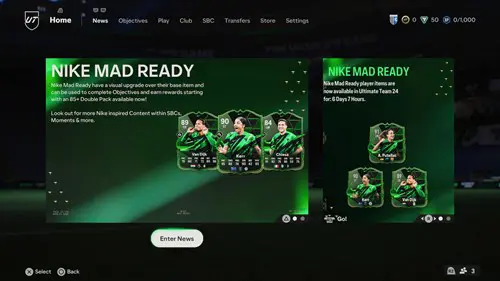 EA FC 24 Ultimate Team menu