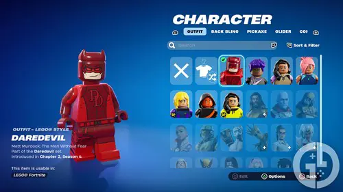 LEGO version of Daredevil from Marvel comics in Fortnite