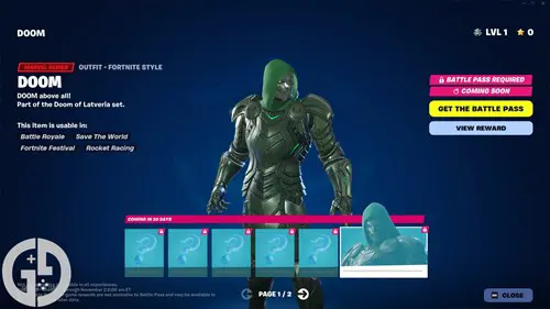 Image of the Doom skin in Fortnite