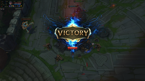 The victory screen in League of Legends