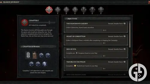 The Season Journey menu in Diablo 4