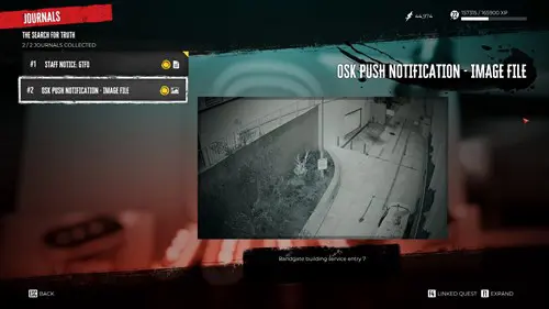 an image showing the OSK Push Notification journal in Dead Island 2