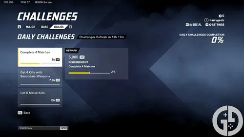 Image of daily challenges in XDefiant