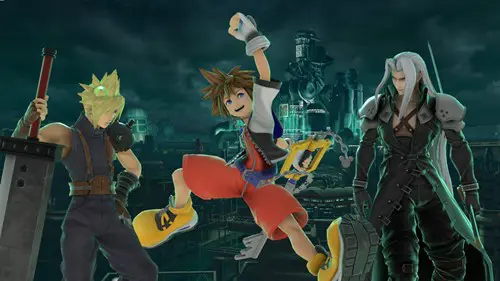 Sora, Cloud and Sephiroth in Super Smash Bros. Ultimate.