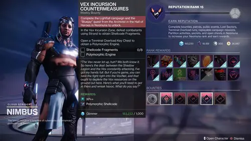 Destiny 2 Partition: Getting the bounty from Nimbus