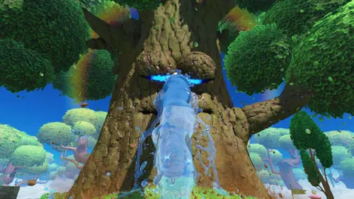 Splashing water on Papa Tree's face in Astro Bot