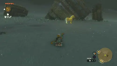 You will need to sneak up on the golden horse in Zelda: Tears of the Kingdom or it will run away in fear.