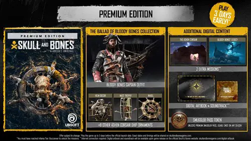 Skull and Bones' premium edition contents.