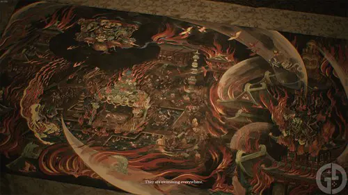 a chapter-end tapestry in Black Myth Wukong