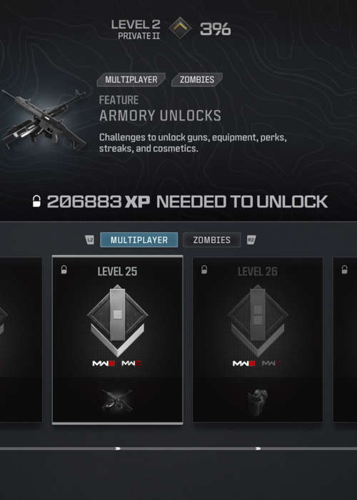 All MW3 Military Rank rewards & pre-season level cap