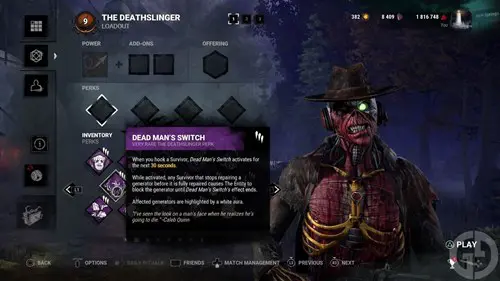 Dead Man's Switch, a Deathslinger Perk in Dead by Daylight