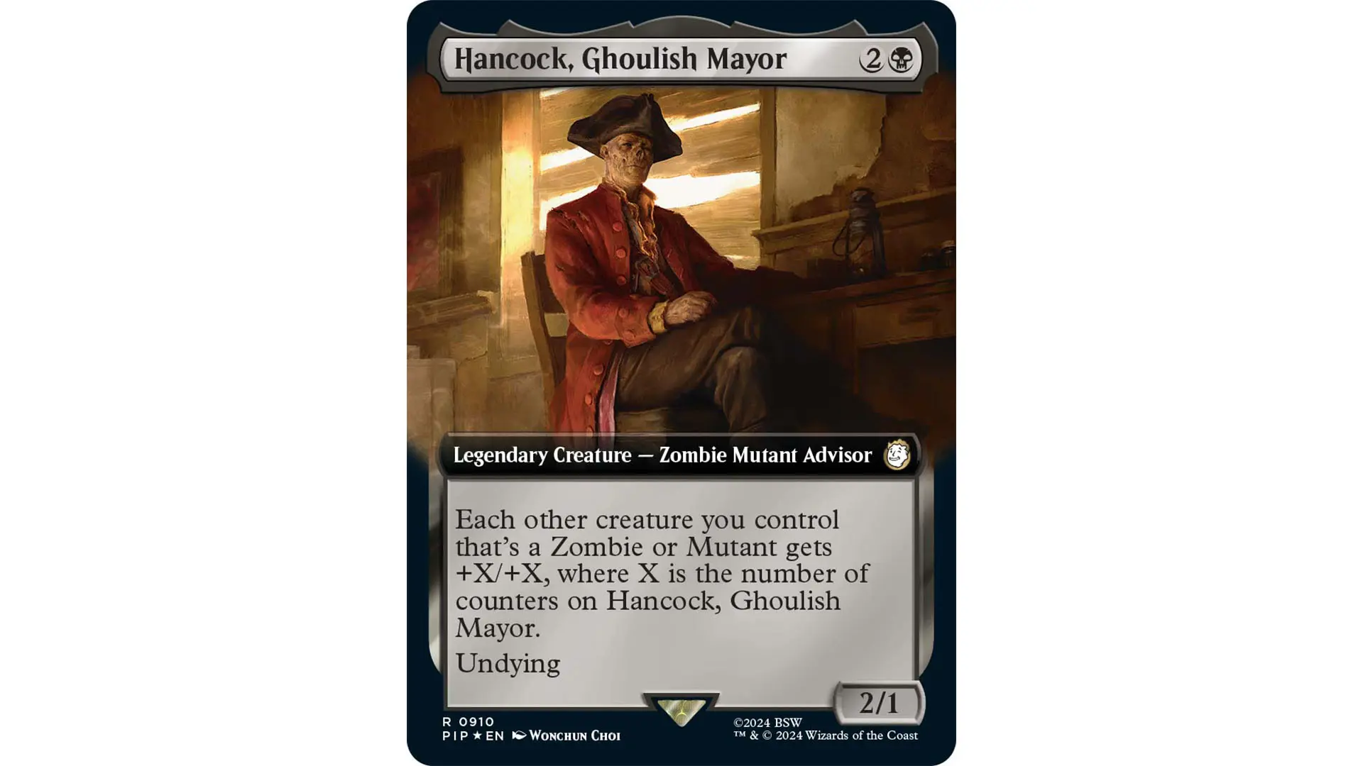 MTG Fallout 0000 Hancock Ghoulish Mayor Borderless