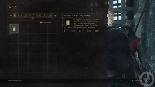 The Beastren Border Entry Permit in Dragon's Dogma 2