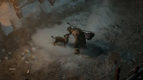 petting a dog in Diablo 4