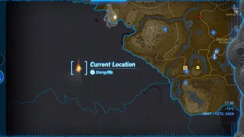 The Gerudo Highlands Skyview Tower location on the map