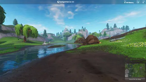 Screenshot showing the lostgamer.io interface in Fortnite GeoGuessr