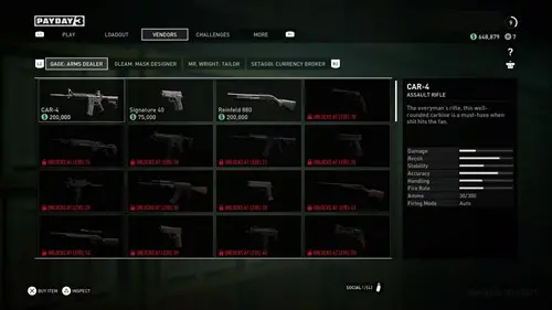 A collection of weapons you can unlock in PAYDAY 3