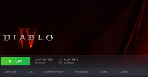 Diablo 4 playtime on Steam