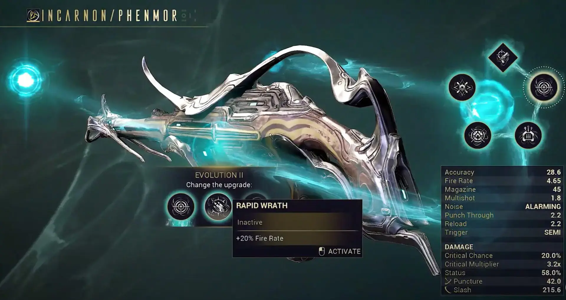 Warframe Phenmor weapon screen