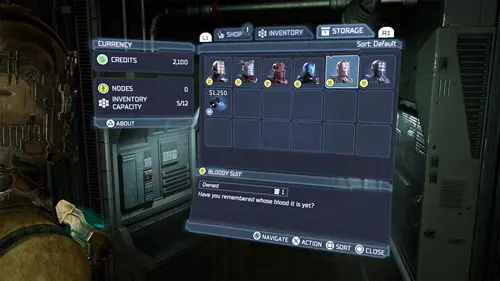 Dead Space Remake: Storage Menu