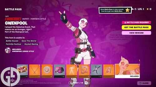 Image of the Gwenpool skin in Fortnite