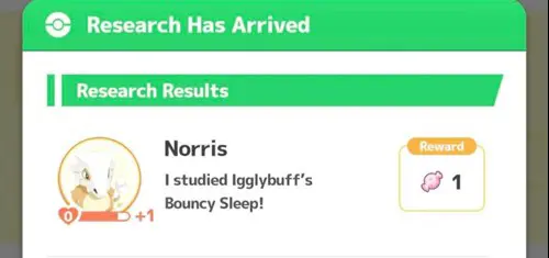 Receiving a research report from a friend in Pokemon Sleep