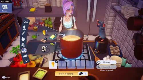 In-game screenshot showing how to make Cheese Platter in Disney Dreamlight Valley