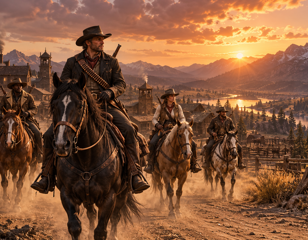 Frontier Posse At Golden Hour