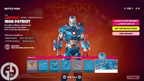 Image of the Iron Patriot skin in Fortnite