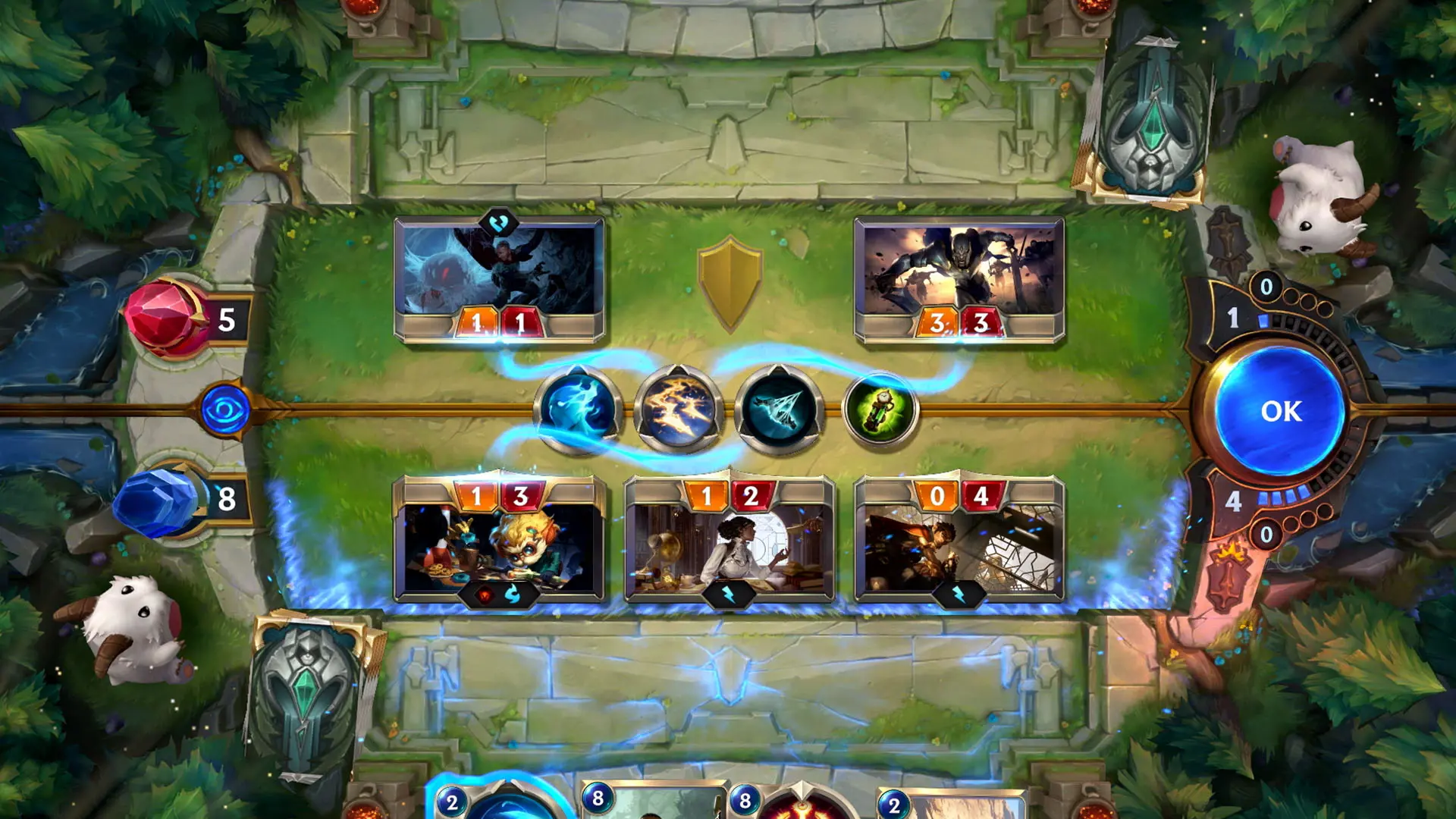 Legends of Runeterra screenshot showing multiple spells being cast