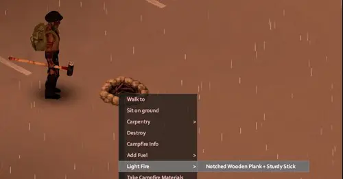 How to find and use a sturdy stick in Project Zomboid fuel