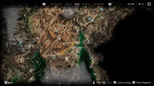 Horizon Forbidden West Drowned Hopes - carja camp map